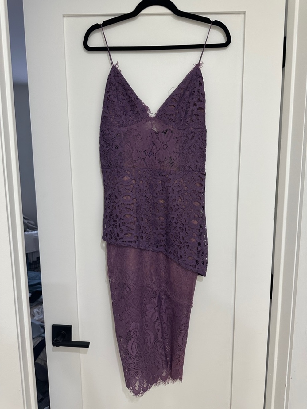 JLUXLABEL Lavender Purple Lace Overlay Slip Dress